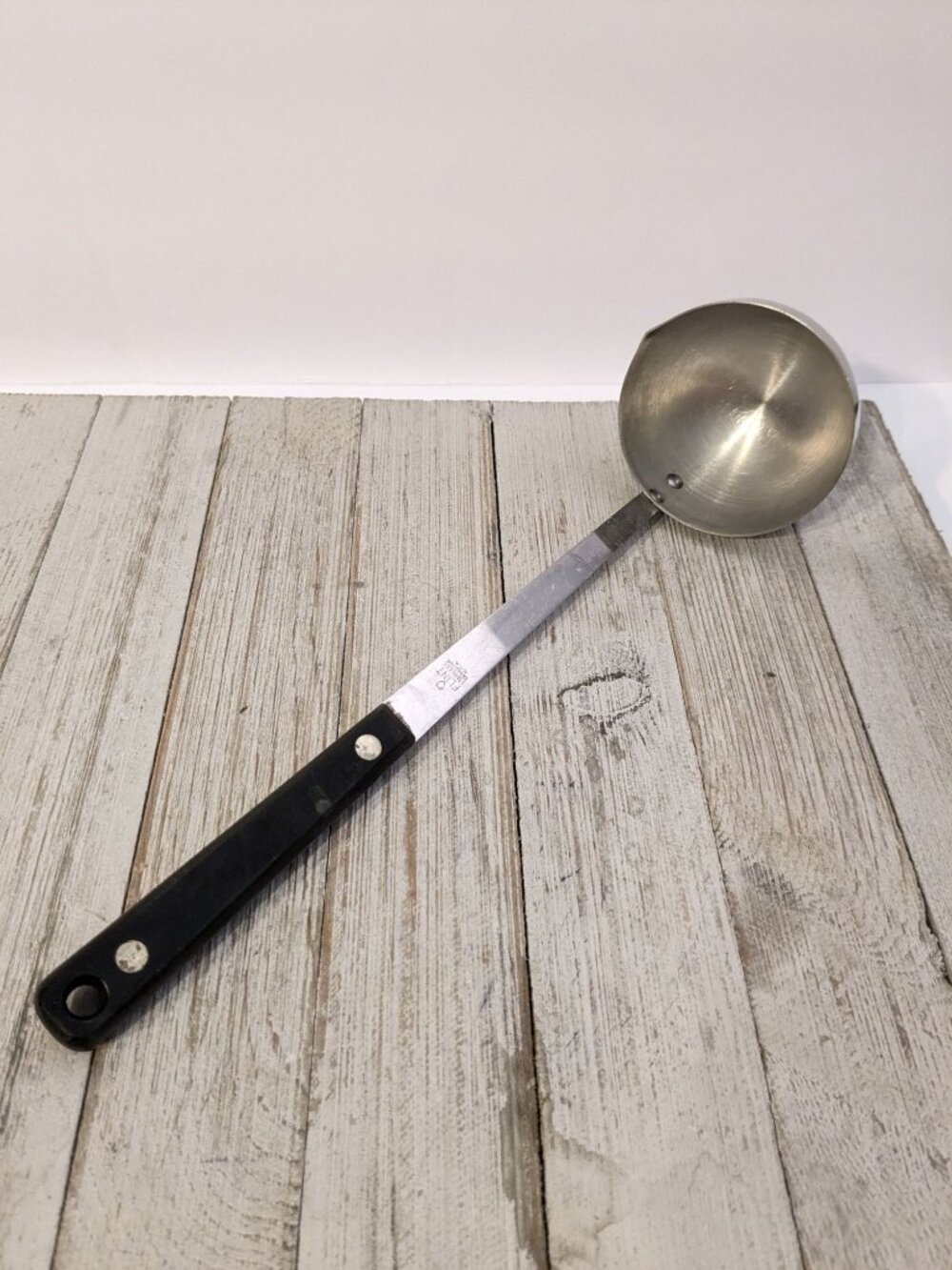 Vintage Ekco Flint Ladle Stainless Steel Wood Handle 11 3/4"